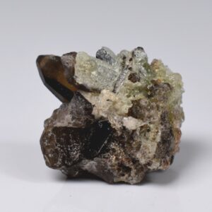 Fluorescent Hyalite Opal with Smoky Quartz, Black Tourmaline - Mineral from Erongo Mountains Namibia, 10 grams