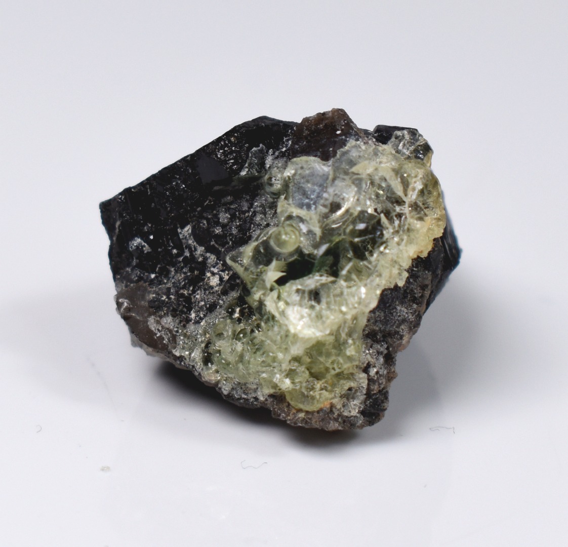 Fluorescent Hyalite Opal with Black Tourmaline - Mineral from Erongo Mountains Namibia, 13 grams - Image 3