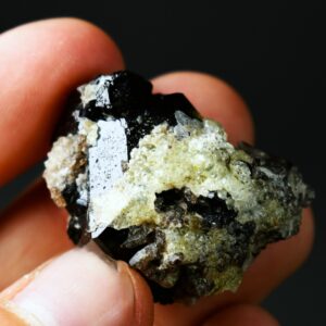 Fluorescent Hyalite Opal with Smoky Quartz, Black Tourmaline - Mineral from Erongo Mountains Namibia, 20 grams