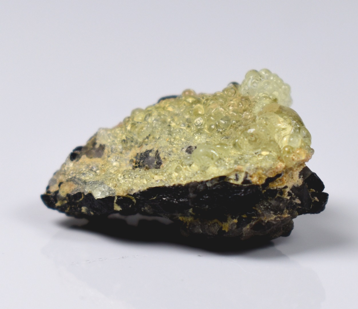 Fluorescent Hyalite Opal with Smoky Quartz, Black Tourmaline - Mineral from Erongo Mountains Namibia, 4 grams