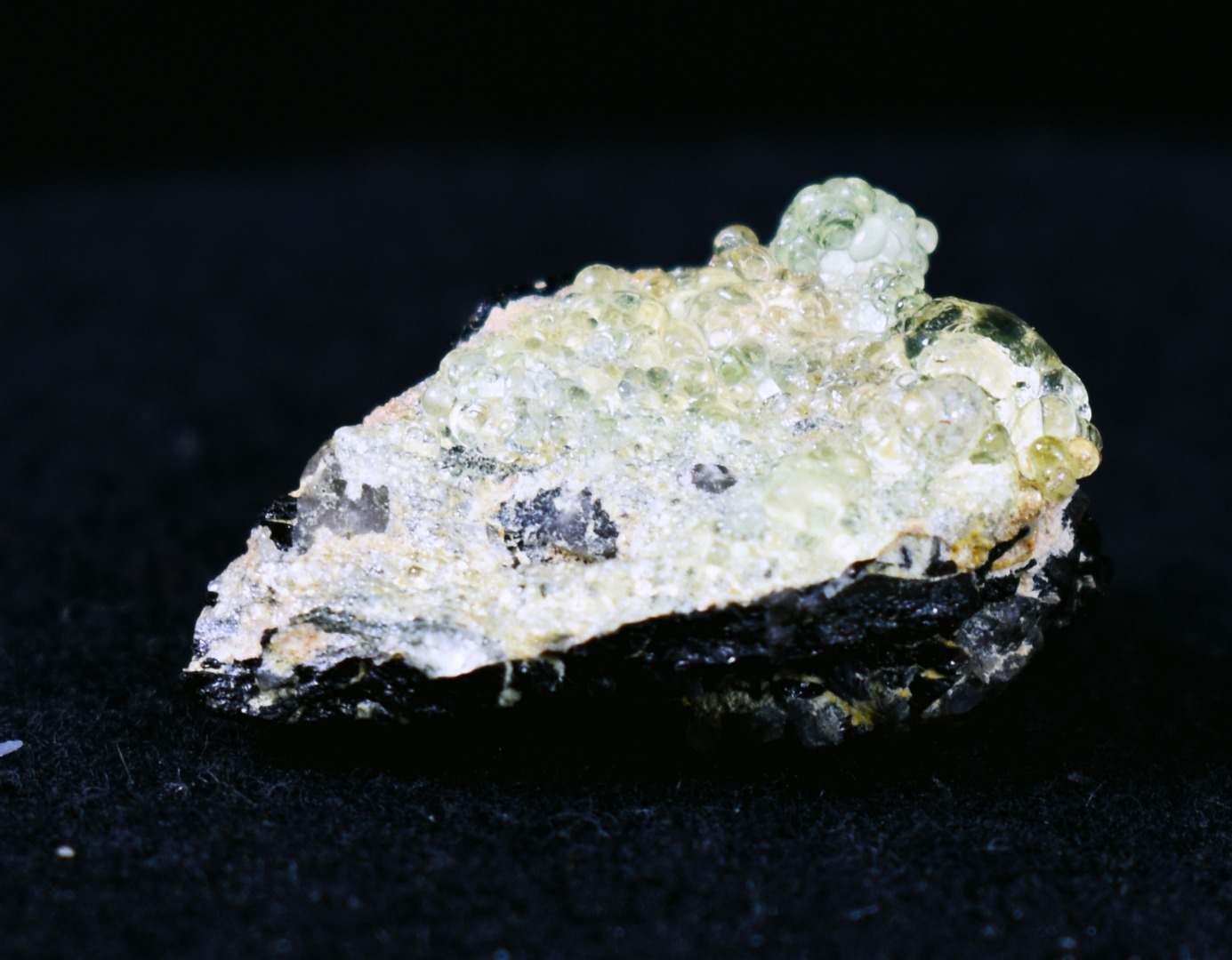 Fluorescent Hyalite Opal with Smoky Quartz, Black Tourmaline - Mineral from Erongo Mountains Namibia, 4 grams - Image 4