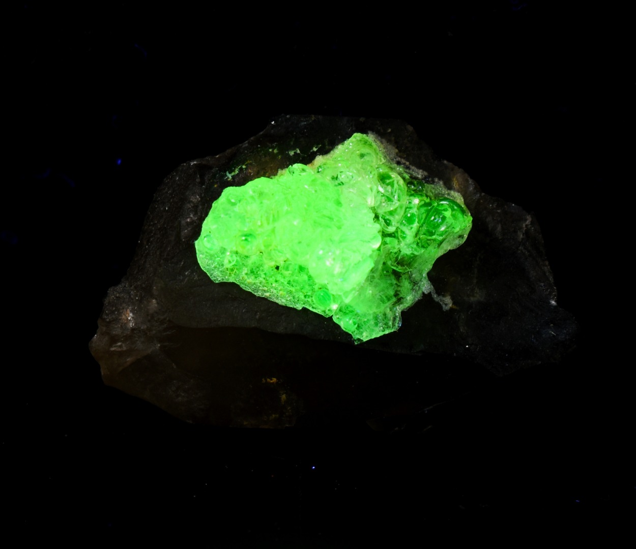 Fluorescent Hyalite Opal with Smoky Quartz - Mineral from Erongo Mountains Namibia, 24 grams - Image 10