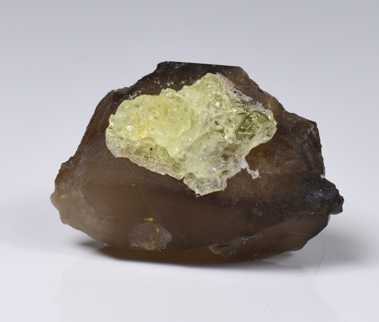 Fluorescent Hyalite Opal with Smoky Quartz - Mineral from Erongo Mountains Namibia, 24 grams - Image 6
