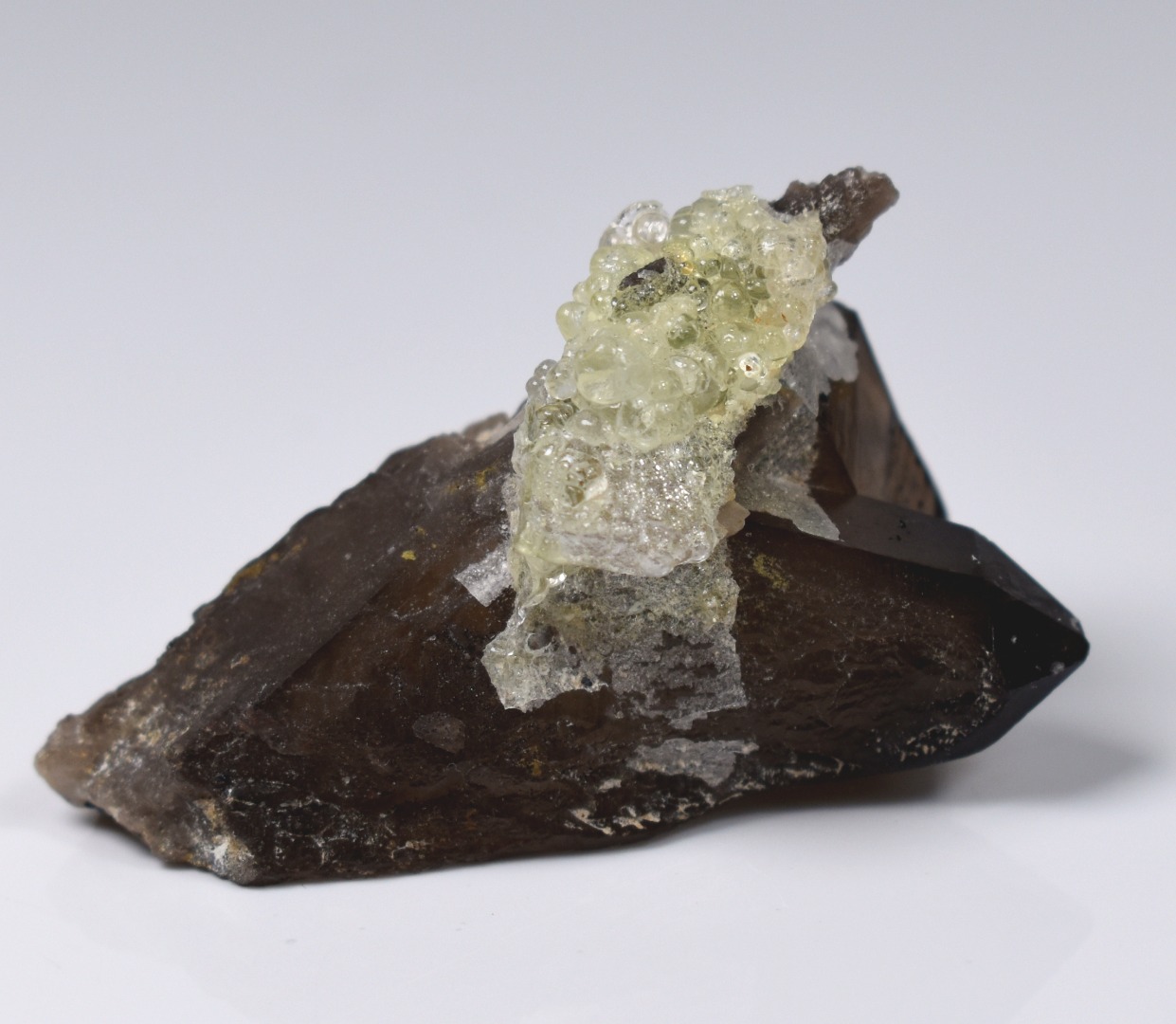 Fluorescent Hyalite Opal with Smoky Quartz - Mineral from Erongo Mountains Namibia, 26 grams