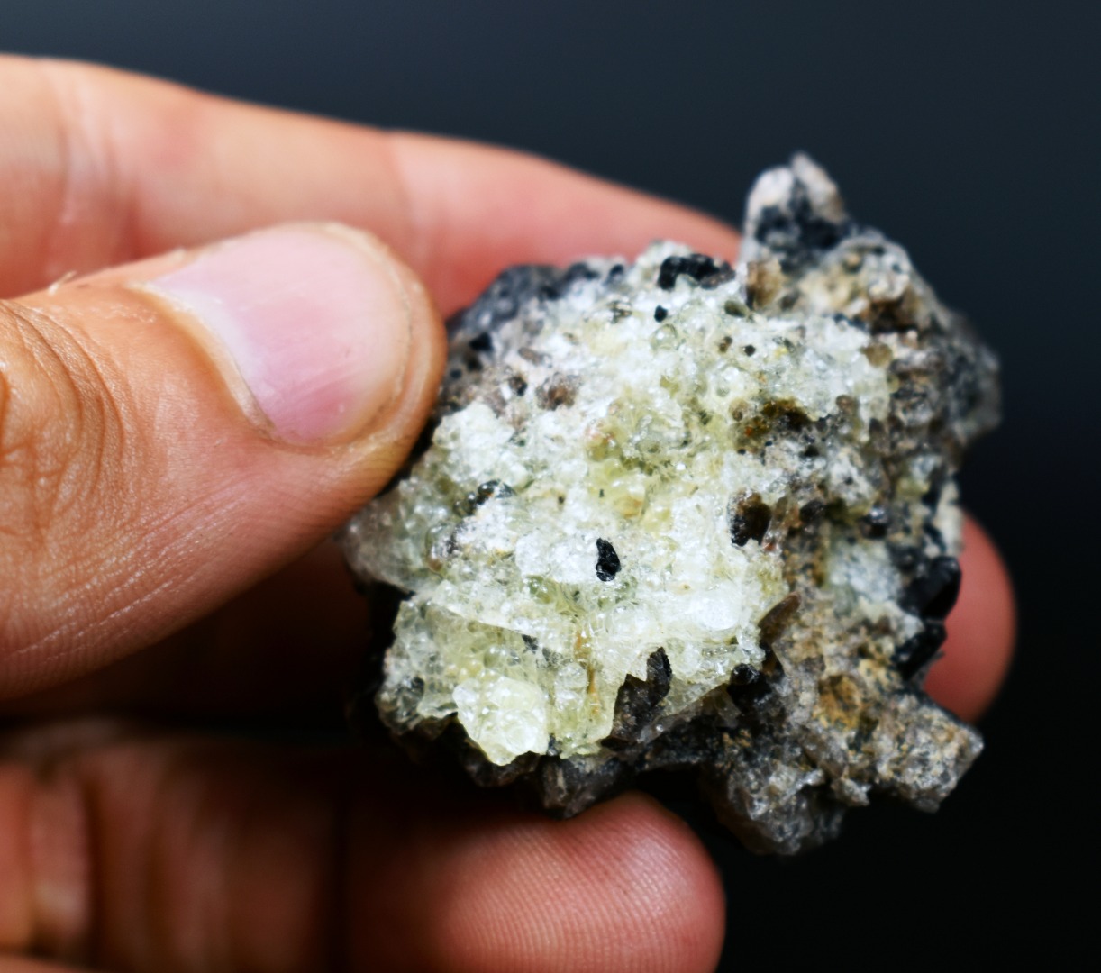 Fluorescent Hyalite Opal with Smoky Quartz, Black Tourmaline - Mineral from Erongo Mountains Namibia, 34 grams - Image 3