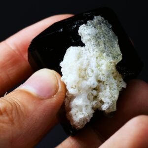 Fluorescent Hyalite Opal with Smoky Quartz, Black Tourmaline - Mineral from Erongo Mountains Namibia, 66 grams