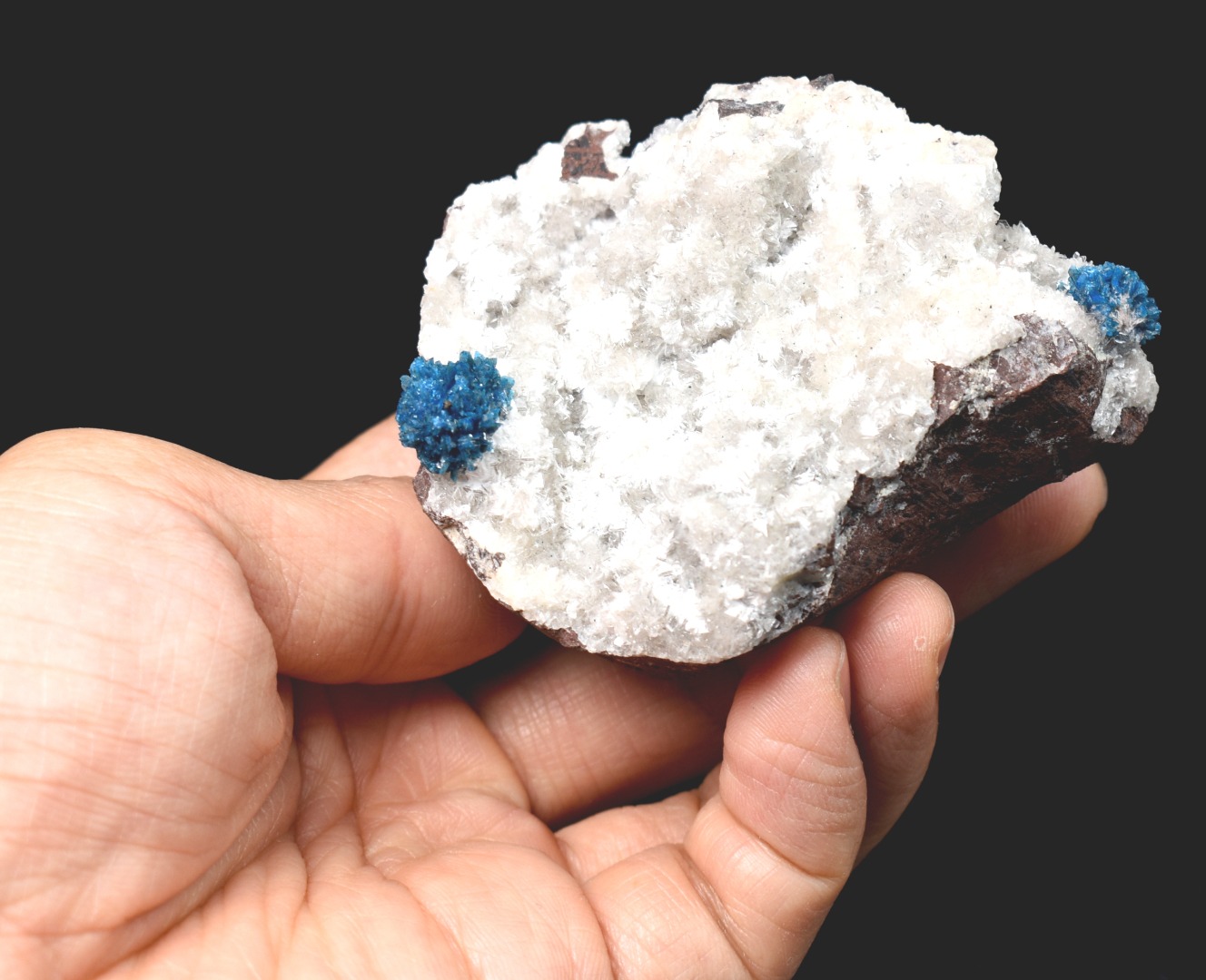 Rare Cavansite Cluster with Stilbite On Matrix from Wagholi, Pune, India - 169 grams - Image 8