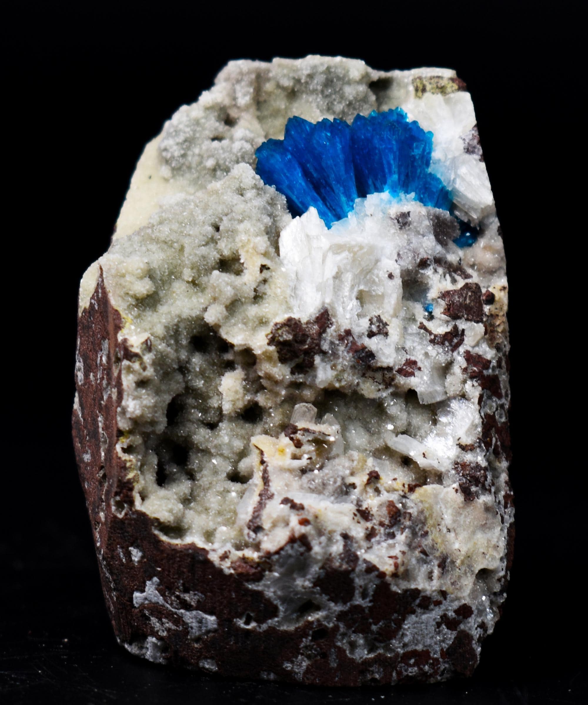 Rare Cavansite Cluster with Stilbite & Heulandite On Matrix from Wagholi, Pune, India - 86 grams