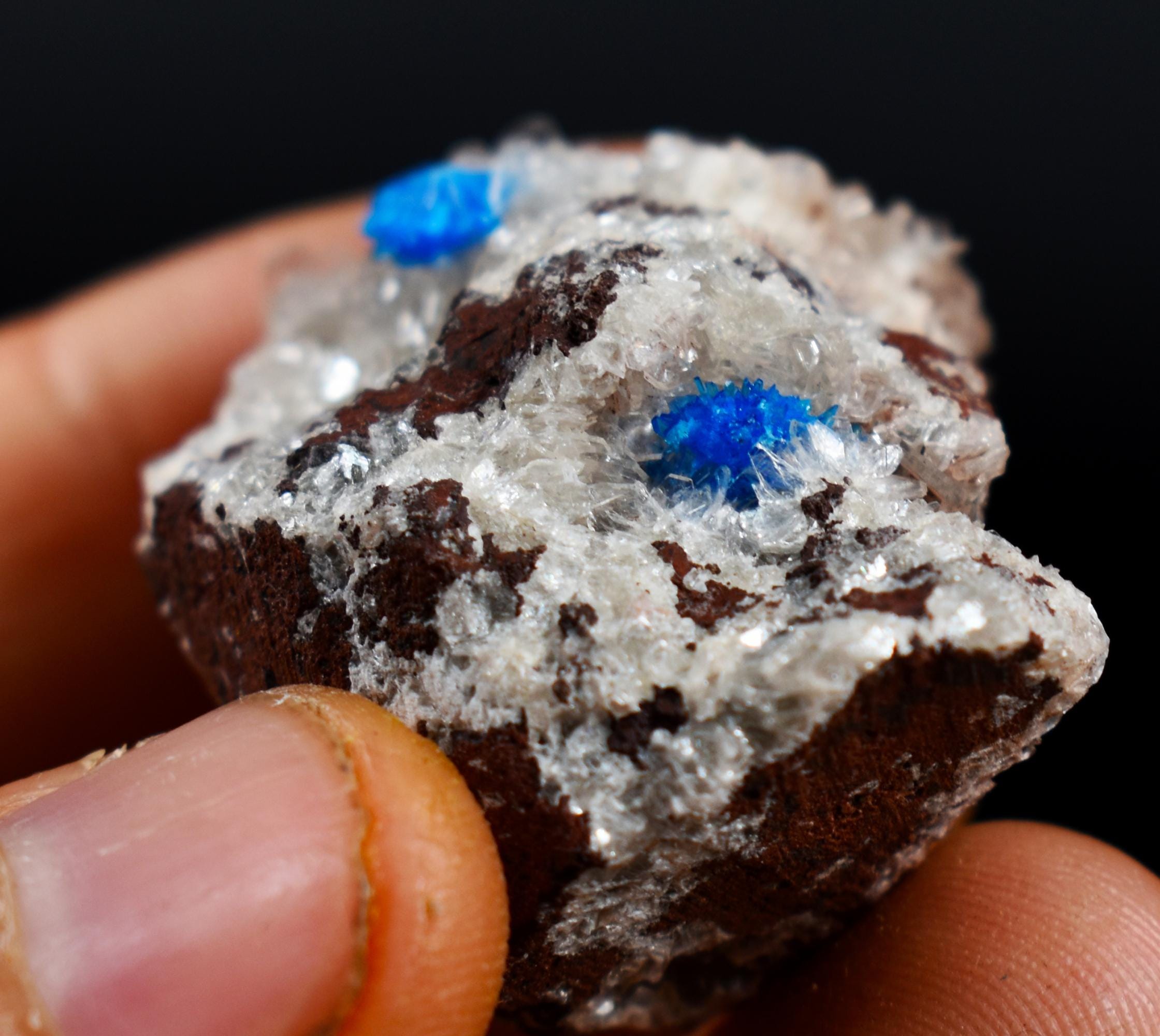 Rare Cavansite and Pentagonite Cluster with Stilbite On Matrix from Wagholi, Pune, India - 21 grams - Image 2