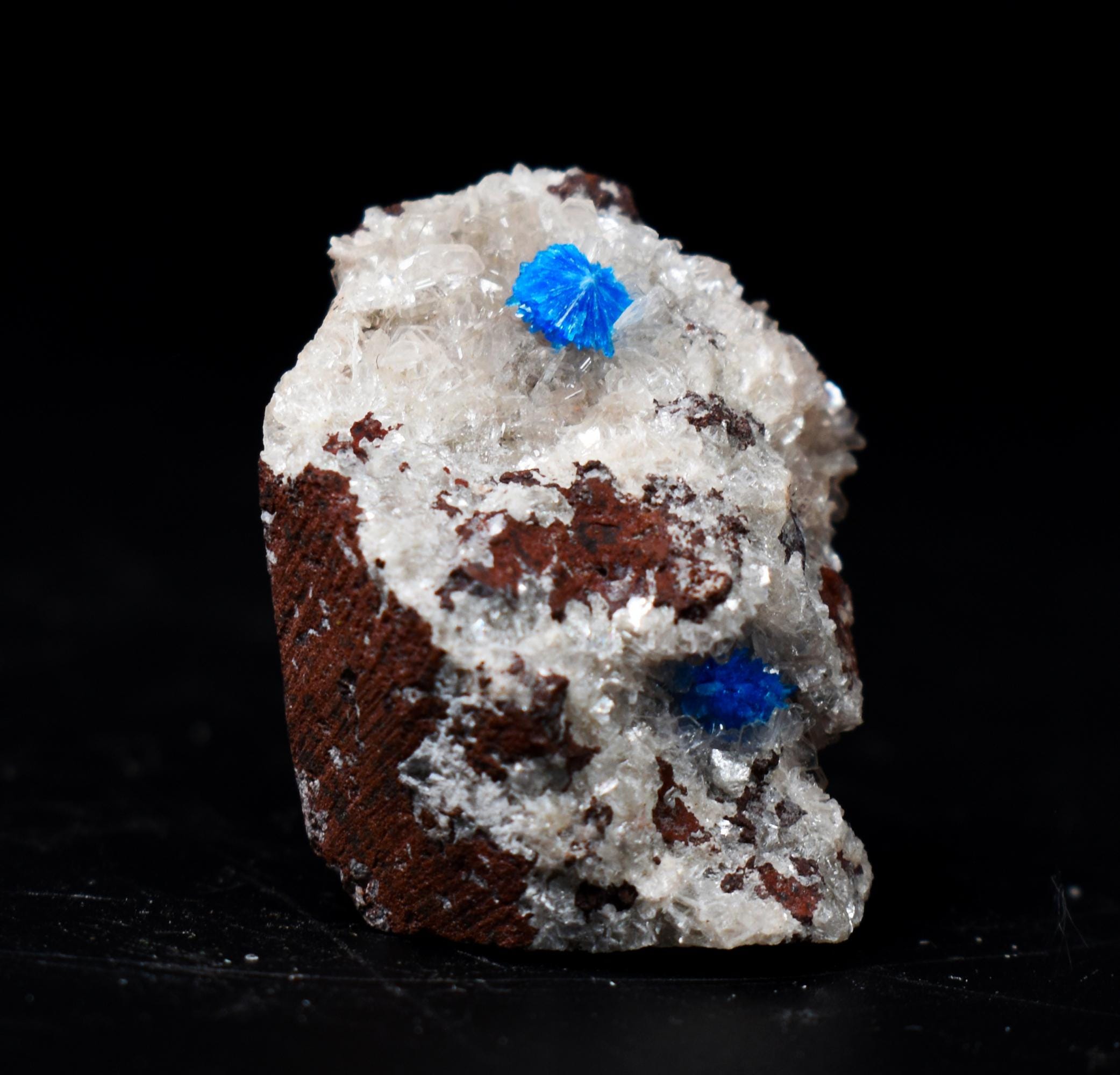 Rare Cavansite and Pentagonite Cluster with Stilbite On Matrix from Wagholi, Pune, India - 21 grams