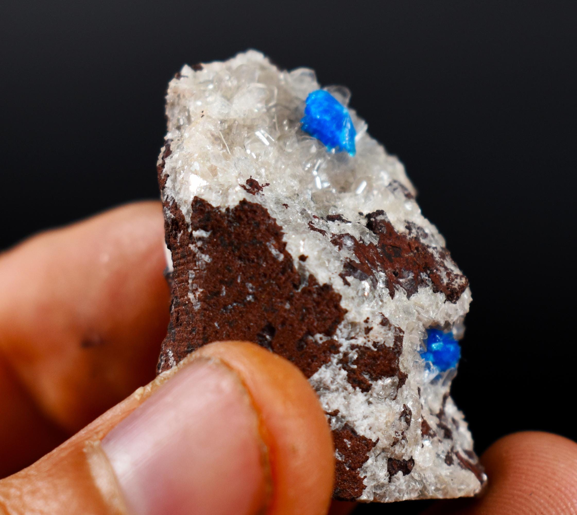 Rare Cavansite and Pentagonite Cluster with Stilbite On Matrix from Wagholi, Pune, India - 21 grams - Image 6