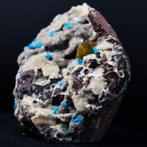 Rare Cavansite Cluster with Calcite, Stilbite & Heulandite On Matrix from Wagholi, Pune, India - 103 grams