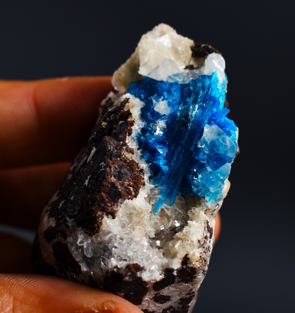 Rare Cavansite Cluster with Calcite & Stilbite On Matrix from Wagholi, Pune, India - 63 grams - Image 9