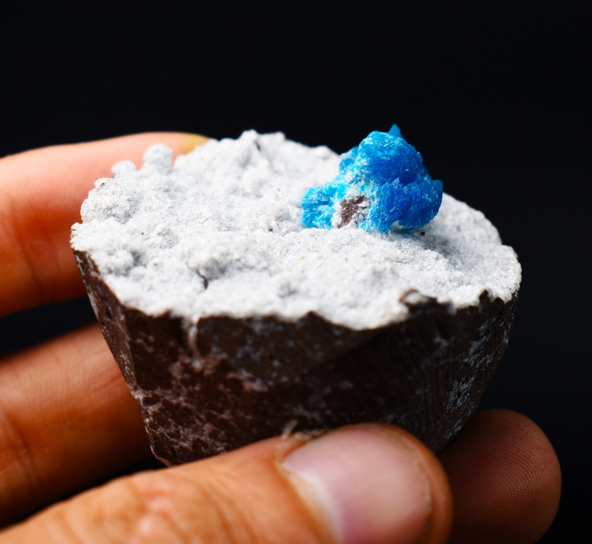 Rare Cavansite Cluster with Stilbite On Matrix from Wagholi, Pune, India - 68 grams - Image 5