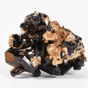 Lustrous Black Tourmaline On Feldspar - Raw Schorl Crystal Cluster - Natural Mineral Specimen - 43 Grams - Crystal Decor