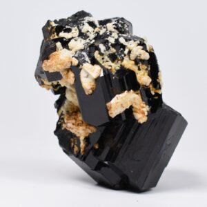 Lustrous Black Tourmaline On Feldspar - Raw Schorl Crystal Cluster - Natural Mineral Specimen - 101 Grams - Crystal Decor