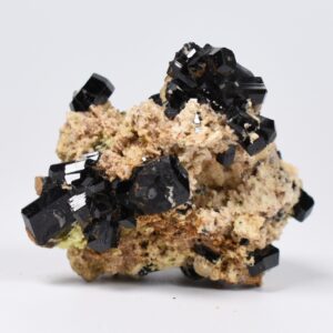 Lustrous Black Tourmaline On Feldspar - Raw Schorl Crystal Cluster - Natural Mineral Specimen - 28 Grams - Crystal Decor