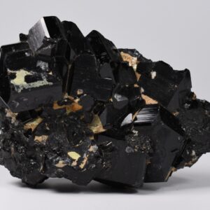 Lustrous Black Tourmaline On Feldspar with Smoky Quartz - Raw Schorl Crystal Cluster - Natural Mineral Specimen - 288 Grams - Crystal Decor