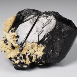 Lustrous Black Tourmaline On Feldspar - Raw Schorl Crystal Cluster - Natural Mineral Specimen - 138 Grams - Crystal Decor