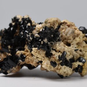 Lustrous Black Tourmaline On Feldspar - Raw Schorl Crystal Cluster - Natural Mineral Specimen - 70 Grams - Crystal Decor